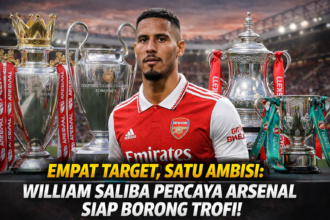 Kepercayaan diri tengah menyelimuti skuad Arsenal menjelang paruh musim kompetisi. Posisi puncak di Premier League dan kiprah impresif di Liga Champions menempatkan The Gunners dalam situasi yang jarang mereka nikmati dalam beberapa tahun terakhir. Musim ini juga membawa tekanan besar bagi Mikel Arteta. Selama enam tahun menangani Arsenal, satu-satunya trofi mayor yang berhasil dipersembahkan sang pelatih adalah Piala FA 2020. Sejak itu, Arsenal kerap tampil kompetitif namun selalu gagal mengakhiri musim dengan gelar utama. Di tengah konteks tersebut, keyakinan internal mulai terdengar lantang. Bek andalan Arsenal, William Saliba, secara terbuka menyatakan bahwa timnya memiliki peluang realistis untuk meraih empat gelar sekaligus musim ini. Keyakinan Saliba soal Peluang Arsenal Borong Gelar William Saliba menilai Arsenal kini memiliki kualitas, kedalaman skuad, dan pengalaman untuk bersaing di setiap kompetisi yang diikuti. Ia menyebut keyakinan tersebut lahir dari perjalanan tim dalam beberapa musim terakhir yang selalu berada dekat dengan kesuksesan. “Ya, tentu saja, karena kami tahu bahwa di setiap kompetisi yang kami mainkan, kami tahu kami bisa memenanginya,” ujar Saliba. Bek asal Prancis itu menyoroti konsistensi Arsenal di level tertinggi. Dalam tiga musim terakhir, The Gunners selalu menjadi penantang serius gelar Premier League. Musim lalu, Arsenal juga mampu melangkah hingga semifinal Liga Champions dan Carabao Cup. “Kami sudah begitu dekat di Premier League dalam tiga musim terakhir, dan musim lalu kami mencapai semifinal Liga Champions dan Carabao Cup, jadi kami tahu bahwa kami bisa memenangkan setiap kompetisi,” lanjutnya. Namun demikian, Saliba menegaskan bahwa rasa percaya diri harus diiringi pembuktian nyata di lapangan. Menurutnya, Arsenal kini berada pada fase di mana potensi besar harus diwujudkan dalam bentuk trofi. “Kami harus menunjukkannya di lapangan dan kami harus mulai memenangkan trofi sekarang,” tegas Saliba. Carabao Cup Jadi Ujian Terdekat Arsenal Peluang terdekat Arsenal untuk meraih gelar datang dari Carabao Cup. The Gunners telah memastikan satu tempat di semifinal setelah menyingkirkan Crystal Palace melalui adu penalti di Emirates Stadium. Di fase empat besar, Arsenal akan menghadapi rival sekota, Chelsea, dalam laga bertajuk derby London yang sarat gengsi. “Kami berada di semifinal Carabao Cup, jadi masih ada tiga pertandingan lagi untuk kami, dan kami harus melakukan tugas kami pada Januari melawan Chelsea,” ujar Saliba. “Itu akan menjadi pertandingan besar, derby besar, jadi kami harus terus melaju,” tambahnya. Saliba juga menekankan pentingnya belajar dari kegagalan musim lalu. Ia menilai Arsenal kini berada sangat dekat dengan target besar yang selama ini diincar. “Kami tahu bahwa kami sudah dekat dan kami harus mengambil pelajaran dari musim lalu,” katanya. Fokus Hingga Akhir Musim Jadi Kunci Lebih lanjut, Saliba menegaskan bahwa nilai sebuah musim akan selalu diukur dari jumlah trofi yang diraih. Karena itu, ia menilai semua kompetisi memiliki arti penting, termasuk Carabao Cup yang kerap dipandang sebelah mata. “Pada akhir karier, kami menghitung trofi kami, dan Carabao Cup adalah salah satunya,” ucap Saliba. “Sekarang kami berada di semifinal dan tentu saja kami ingin memenangkan kompetisi ini, seperti setiap kompetisi yang kami mainkan.” Meski suasana tim sedang positif, Saliba mengingatkan bahwa perjalanan Arsenal masih panjang. Dengan jadwal padat hingga Januari, fokus dan konsistensi menjadi faktor krusial. “Suasananya bagus, tapi kami tahu bahwa ini masih bulan Desember dan hal-hal bisa berubah dengan cepat dalam sepak bola,” ujarnya. “Kami harus tetap fokus dan terus percaya pada diri kami sendiri, karena yang terpenting adalah di akhir ketika kami memegang trofi, bukan sebelumnya.”