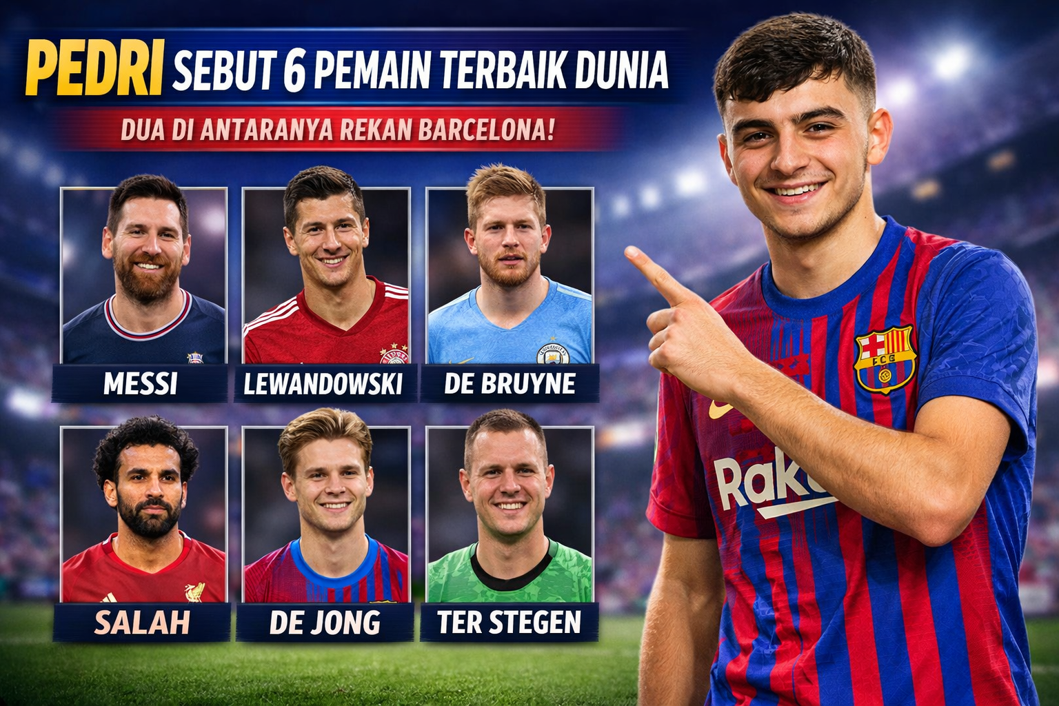 Pedri terus mengukuhkan dirinya sebagai salah satu gelandang terbaik dunia bersama Barcelona. Perannya yang krusial, baik di level klub maupun tim nasional Spanyol, membuat pandangannya tentang sepak bola global selalu menarik untuk disimak. Dalam wawancara terbarunya, Pedri mendapat pertanyaan seputar siapa saja pemain terbaik dunia saat ini. Jawabannya mencerminkan perpaduan antara bintang mapan dan talenta muda generasi baru. Menariknya, dua nama yang ia sebut berasal dari Barcelona. Pilihan tersebut menjadi bukti kepercayaan Pedri terhadap kualitas rekan setimnya di level tertinggi sepak bola dunia. Daftar Pemain Terbaik Dunia Versi Pedri Tanpa ragu, Pedri memasukkan dua pemain Barcelona ke dalam daftar pilihannya. Lamine Yamal dan Raphinha dinilai sejajar dengan nama-nama besar sepak bola dunia lainnya. “Mbappe, Lamine, Salah, Haaland, Raphinha atau Julian Alvarez adalah yang terbaik di dunia,” ujar Pedri kepada majalah Esquire. Ia juga mengungkapkan keinginannya untuk berhadapan langsung dengan para pemain tersebut di lapangan hijau. “Saya ingin bermain melawan mereka semua, kecuali Lamine, yang bermain bersama kami. Terlebih lagi melawan Haaland dan Salah, karena saya belum pernah menghadapi mereka,” tambahnya. Menatap Piala Dunia 2026 Pedri menyadari bahwa kesempatan berhadapan dengan para pemain terbaik dunia kemungkinan besar akan terwujud di Piala Dunia 2026. Spanyol akan datang ke turnamen tersebut dengan status sebagai salah satu unggulan. Menurut Pedri, label favorit bagi La Roja bukanlah klaim berlebihan. Ia menilai kualitas skuad Spanyol memang layak diperhitungkan di level tertinggi. “Itu bukan berlebihan, tidak. Memenangkan Piala Dunia selalu sangat rumit, ada banyak tim hebat,” jelasnya. Kepercayaan Diri La Roja di Tengah Persaingan Ketat Meski optimistis, Pedri tetap menyadari ketatnya persaingan di Piala Dunia 2026. Ia menyebut sejumlah negara yang akan menjadi ancaman serius bagi Spanyol. “Argentina, juara bertahan, akan ada di sana. Begitu juga Inggris, Jerman, Prancis, dan Brasil, yang selalu kuat. Tapi begitu juga kami,” tegasnya. Di fase grup, Spanyol akan menghadapi Tanjung Verde, Arab Saudi, dan Uruguay. Dengan komposisi tersebut, La Roja diprediksi memiliki peluang besar untuk melangkah ke fase gugur dengan relatif nyaman.