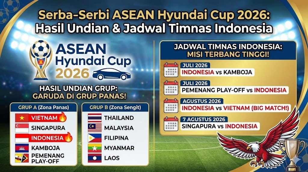 Jakarta (15/01/2026) – Atmosfer sepak bola Asia Tenggara kembali memanas! Proses pengundian (drawing) untuk ASEAN Hyundai Cup 2026 telah resmi digelar di Jakarta, Kamis lalu. Momen ini bukan sekadar undian biasa, melainkan penanda 30 tahun kejayaan turnamen paling bergengsi di kawasan ASEAN. Hasil undian langsung menciptakan skenario dramatis: Timnas Indonesia resmi menghuni Grup A dan ditakdirkan untuk kembali terlibat duel klasik melawan sang juara bertahan, Vietnam. 🔥 Peta Persaingan: Grup A Membara, Grup B "Neraka" Takdir mempertemukan Skuad Garuda dengan rival abadi mereka. Di Grup A, Indonesia tidak hanya harus meredam ambisi Vietnam, tetapi juga menghadapi kekuatan Singapura, tim kuda hitam Kamboja, serta pemenang babak play-off. Ini adalah kesempatan emas bagi Indonesia untuk membuktikan dominasi dan menuntaskan misi juara yang tertunda. Sementara itu, Grup B menjanjikan pertempuran "saling bunuh" yang tak kalah sengit. Raja sepak bola ASEAN, Thailand, akan ditantang oleh rival serumpun Malaysia, Filipina, Myanmar, dan Laos. Kelima negara ini dipastikan akan bertarung mati-matian demi tiket ke semifinal. 🗣️ Suara Para Pemimpin: Era Baru Sepak Bola ASEAN Presiden AFF, Khiev Sameth, menegaskan bahwa edisi ini adalah simbol kebangkitan. "ASEAN Hyundai Cup 2026 kini melangkah dengan kepercayaan diri tinggi. Hasil undian ini bukan hanya sekadar pembagian grup, tapi bukti nyata peningkatan kualitas dan ambisi sepak bola di kawasan kita. Ini adalah panggung megah untuk merayakan 30 tahun persatuan kita lewat sepak bola." Senada dengan AFF, Don Romano, Presiden Hyundai Motor Asia Pacific, menyebut turnamen ini sebagai "pemersatu bangsa". "Sinergi kami dengan AFF menjadikan Hyundai Cup platform kuat yang menyatukan jutaan penggemar sebagai satu keluarga besar ASEAN. Hitung mundur telah dimulai, dan kami siap menyambut antusiasme yang meledak di seluruh kawasan." 📅 Format & Jadwal: Jalan Menuju Takhta Edisi ke-16 ini akan bergulir mulai 24 Juli hingga 26 Agustus 2026. Format turnamen tetap mempertahankan sistem kandang-tandang (home-away) mulai dari fase grup hingga final. Artinya, teror suporter di stadion akan kembali menjadi faktor penentu kemenangan! Sebelum pesta utama dimulai, Brunei Darussalam dan Timor Leste harus saling sikut dalam laga play-off dua leg pada 2 dan 9 Juni 2026 untuk memperebutkan satu tiket terakhir ke Grup A. 📈 Rekor Fantastis Penyelenggara optimistis edisi 2026 akan memecahkan rekor. Berkaca pada edisi sebelumnya yang menembus angka 541 juta penonton, tahun ini diprediksi akan menjadi sejarah baru berkat dukungan mitra global Hyundai dan gairah suporter yang tak tertandingi. 📋 Hasil Lengkap Drawing ASEAN Hyundai Cup 2026 Berikut adalah pembagian grup yang akan menjadi medan pertempuran: GRUP A (Zona Panas)GRUP B (Zona Sengit)🇻🇳 Vietnam (Juara Bertahan)🇹🇭 Thailand (Raja ASEAN)🇸🇬 Singapura🇲🇾 Malaysia🇮🇩 Indonesia (Garuda)🇵🇭 Filipina🇰🇭 Kamboja🇲🇲 Myanmar🇧🇳/🇹🇱 Pemenang Play-off🇱🇦 Laos 🗓️ Jadwal Pertandingan Grup A (Timnas Indonesia) Catat tanggal mainnya! Jangan sampai terlewat aksi Skuad Garuda: 24 Juli 2026: Kamboja vs Singapura Pemenang Play-off vs Vietnam Juli 2026 (Matchday 2): 🇮🇩 Indonesia vs Kamboja Singapura vs Pemenang Play-off Juli 2026 (Matchday 3): Pemenang Play-off vs 🇮🇩 Indonesia Vietnam vs Singapura Agustus 2026 (Matchday 4): Kamboja vs Pemenang Play-off 🇮🇩 Indonesia vs Vietnam (Big Match!) 7 Agustus 2026 (Matchday 5): Vietnam vs Kamboja Singapura vs 🇮🇩 Indonesia Siapkan dukungan terbaikmu! Tahun 2026 adalah waktunya Garuda terbang tinggi!